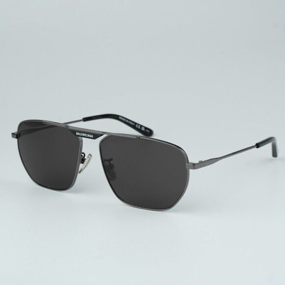 NEW Balenciaga BB0298SA 001 Black Grey Pilot Unisex Sunglasses BB 0298SA - Picture 8 of 14